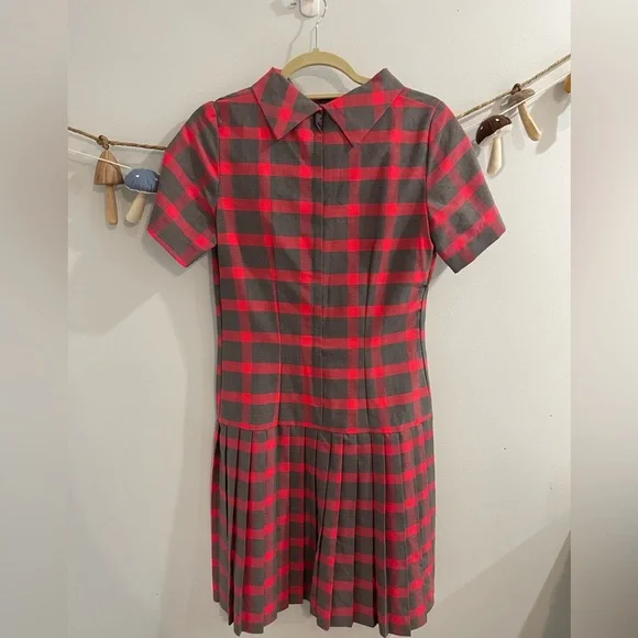 Vintage 1950s 60s sherry Kent of Dallas red plaid pleated dress - Picture 6 of 8